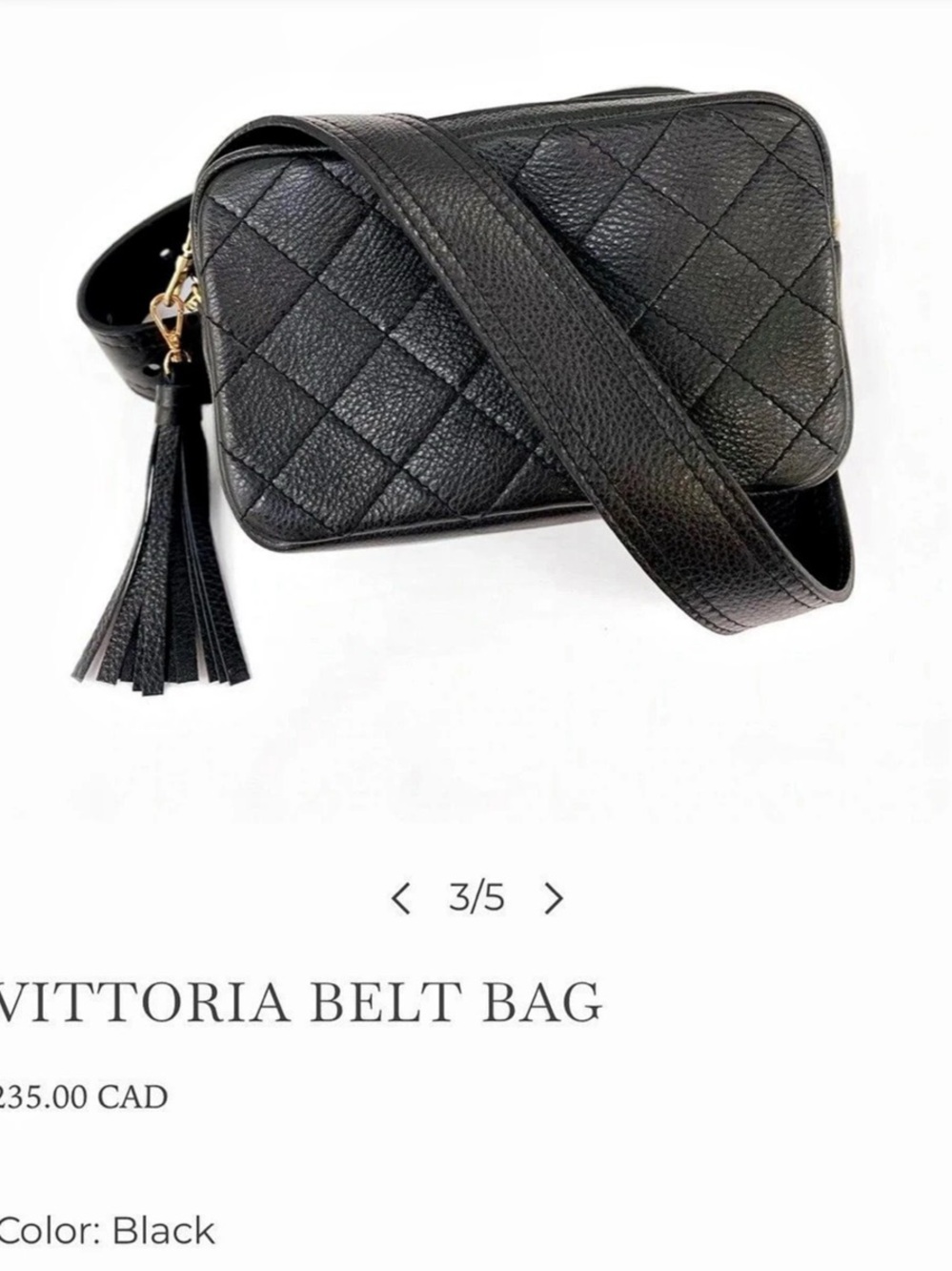 Brave Leather Vittoria Belt Bag Quilted Leather in Black Like New